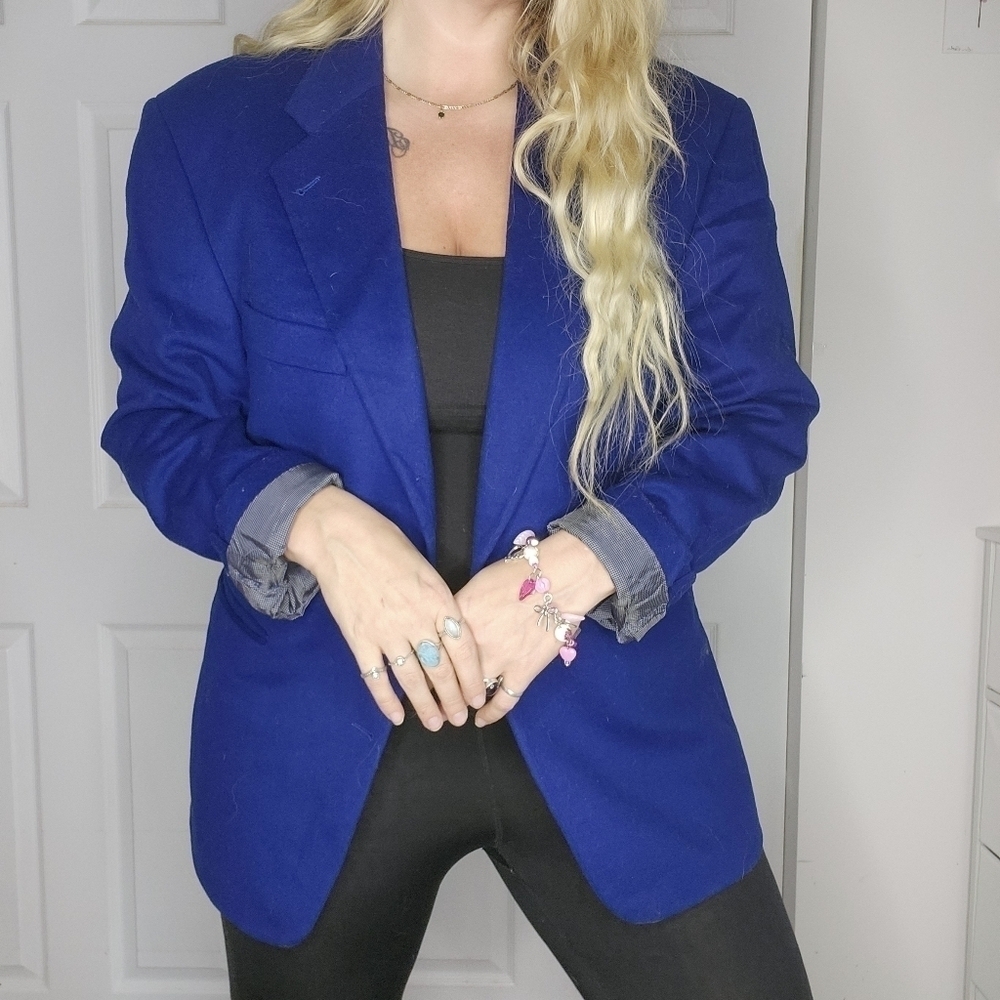REICKMANN COBALT INK BLUE CASHMERE WOOL BLAZER